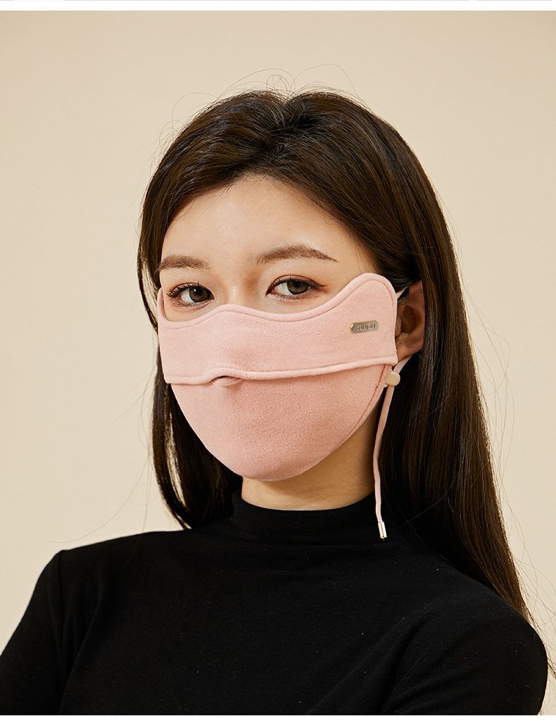 新款时尚保暖口罩可水洗奥绒亲肤透气3D修容显脸小防风骑行面罩冬详情21