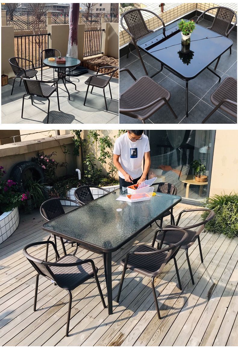 户外桌椅藤椅室外休闲三件套花园露台铁艺庭院阳台座椅组合小茶几详情5