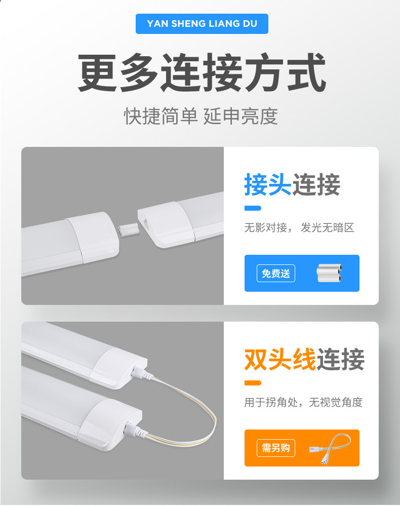 灯管T5一体化灯管T8光管节能支架灯LED净化长条灯日光灯全套批发详情11