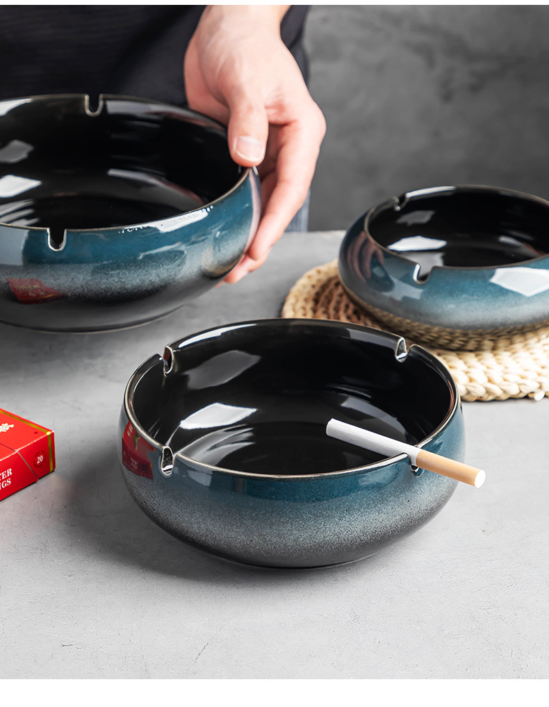 大号烟灰缸创意个性陶瓷烟缸家用复古中式客厅轻奢办公室潮流烟缸详情4