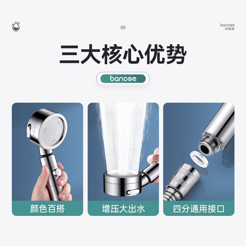 浴霸沐浴过滤增压花洒喷头超强加压家用洗澡浴室热水器淋浴莲蓬头详情1