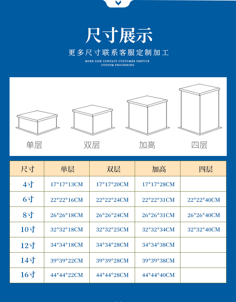 批发蛋糕盒6寸8寸10寸12寸加高烘焙三合一双层生日透明蛋糕包装盒详情11