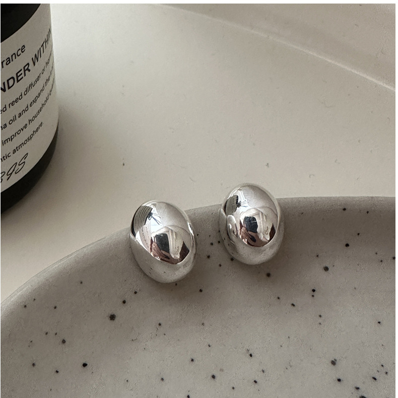 S925 sterling silver Korean version niche design style Bean earrings, Korean simple and fashionable commuter earrings wholesale pic 14