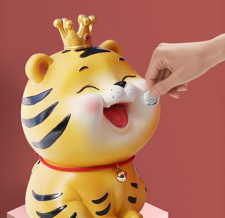 国潮树脂生肖老虎新年摆件可爱存钱罐新年招财吉祥物家居摆件创意装饰详情10