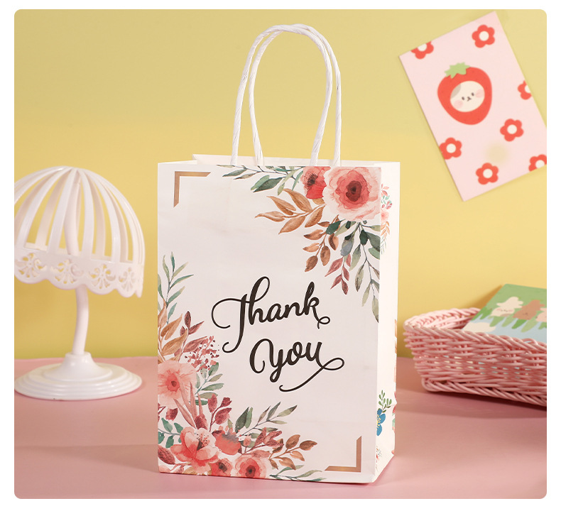 In-stock kraft paper bags, cartoon rose, clover, sunflower packaging, universal bags, paper bags for giving gifts, gift bags pic 8
