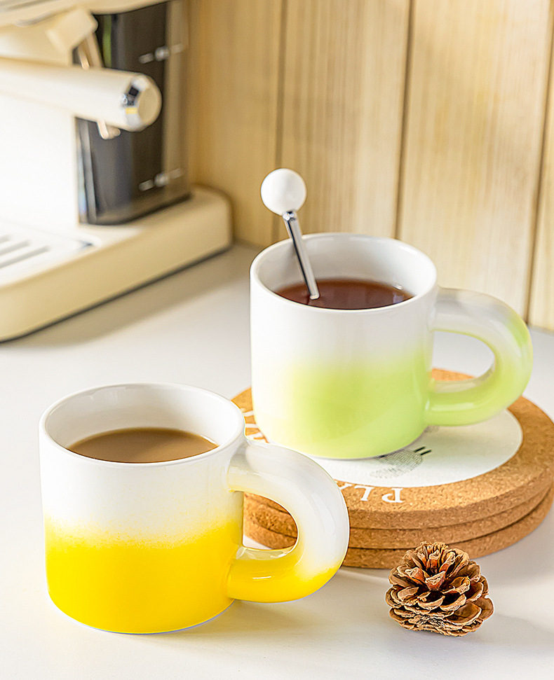 渐变胖胖杯可爱高颜值陶瓷马克杯喝水杯子情侣杯礼品水杯定制印图详情16