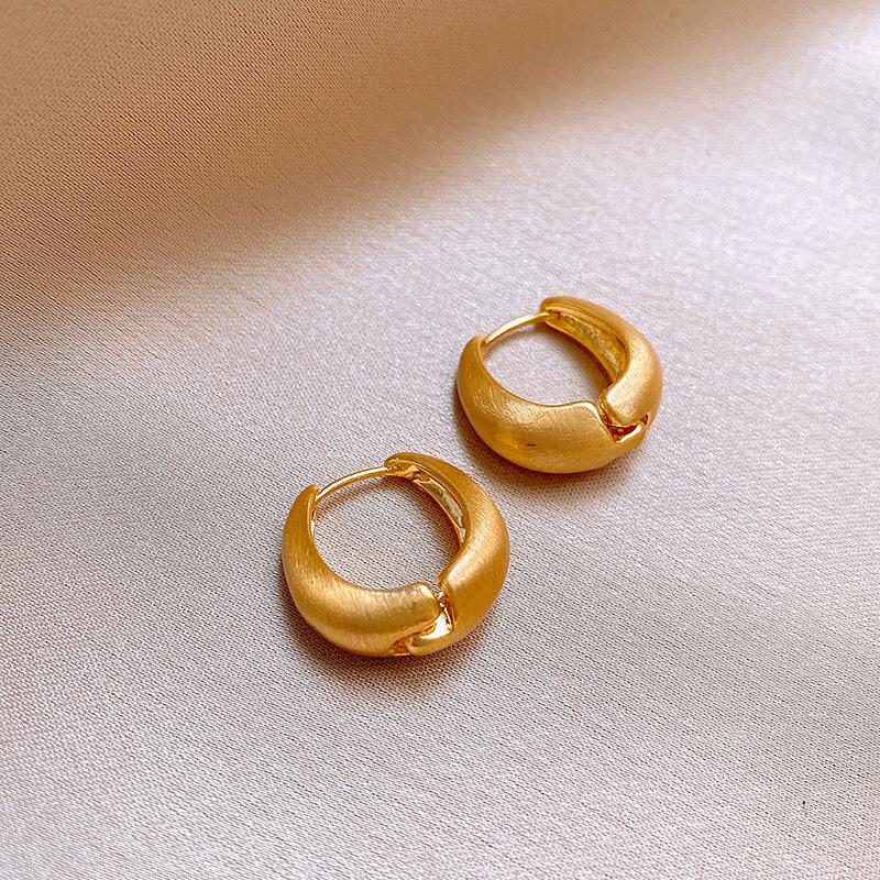 欧美跨境拉丝哑光椭圆耳环时尚潮流百搭耳扣简约高级感耳饰批发女详情6