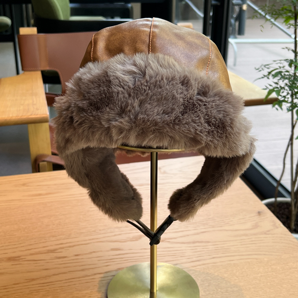 New leather windproof star Lei Feng hats for men and women, warm outdoor retro thickened Northeast flight hats pic 6