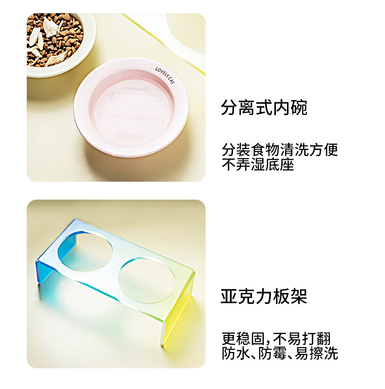 哇噢定制韩国bd同款飞碟宠物碗猫粮碗饮水碗陶瓷猫碗防黑下巴狗碗详情12