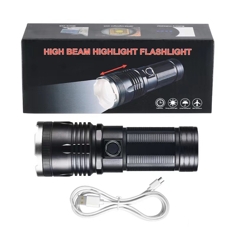 A new cross-border white laser retractable zoom rechargeable outdoor long-range long-range long-lasting high-intensity white laser flashlight pic 6