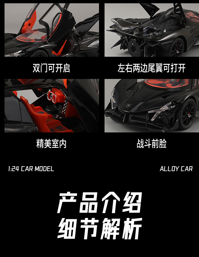 仿真1比24阿波罗EV0合金玩具跑车喷雾版模型摆件男孩玩具批发代发详情3