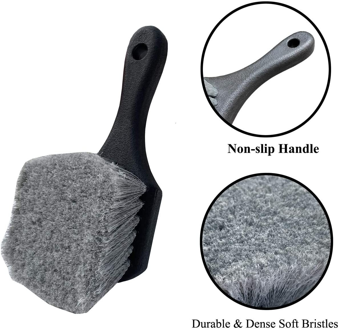 Grey short-handled car Tire Brush cleaning brush short-handled brush tire hub car wash brush Wheel Tire Brush pic 2