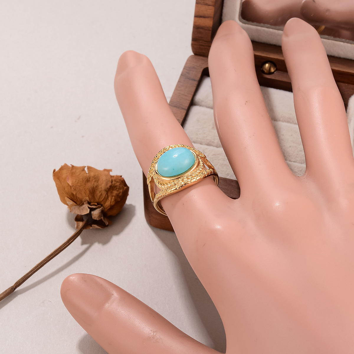 Best-selling stainless steel natural stone rings for women on AliExpress, non-fading titanium steel retro geometric rings for women pic 35