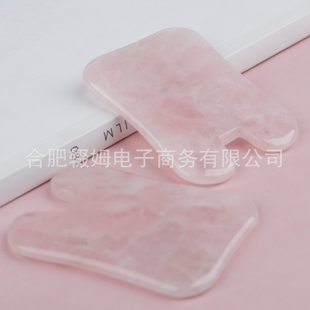 跨境粉晶绿东陵玉石刮痧片凹型刮痧板背部脸部按摩美容器礼品厂家详情10