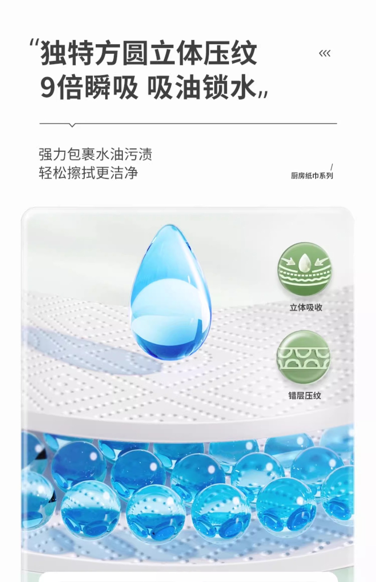 心相印厨房卷纸2卷/提压花家用吸油吸水纸巾大卷厨房专用代发官网详情6