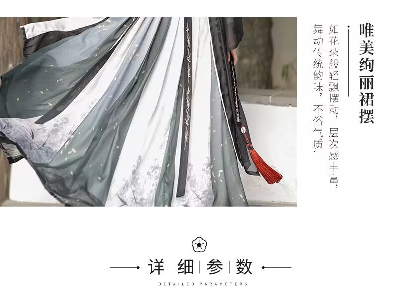 Original Song Dynasty style 褙子 Waist-length cross-collar Chinese-style ink-wash hanfu for both men and women, super cool, versatile for daily use, ancient-style set pic 5