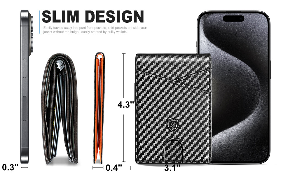 跨境欧美热销卡包超轻便携碳纤维零钱包男士皮包RFID防盗刷独立站详情7