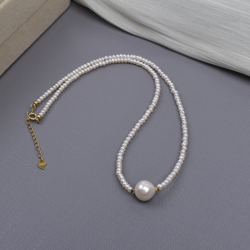 气质简约百搭天然单颗巴洛克珍珠项链路路通法式复古锁骨链choker详情8