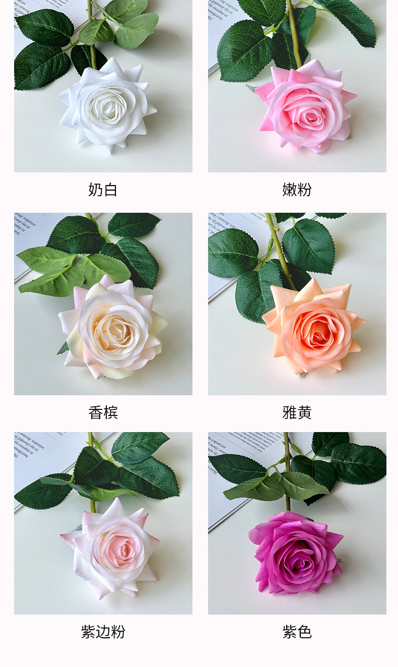 手感保湿润玫瑰花高级感逼真仿真花假花居装饰婚庆手捧花厂家批发详情5
