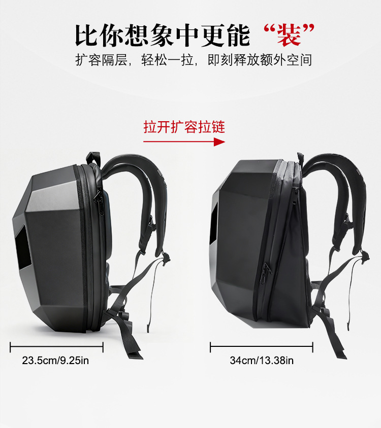 摩托车头盔背包骑行安全包LED发光骑双肩包PC材质弹性外壳可扩充详情5