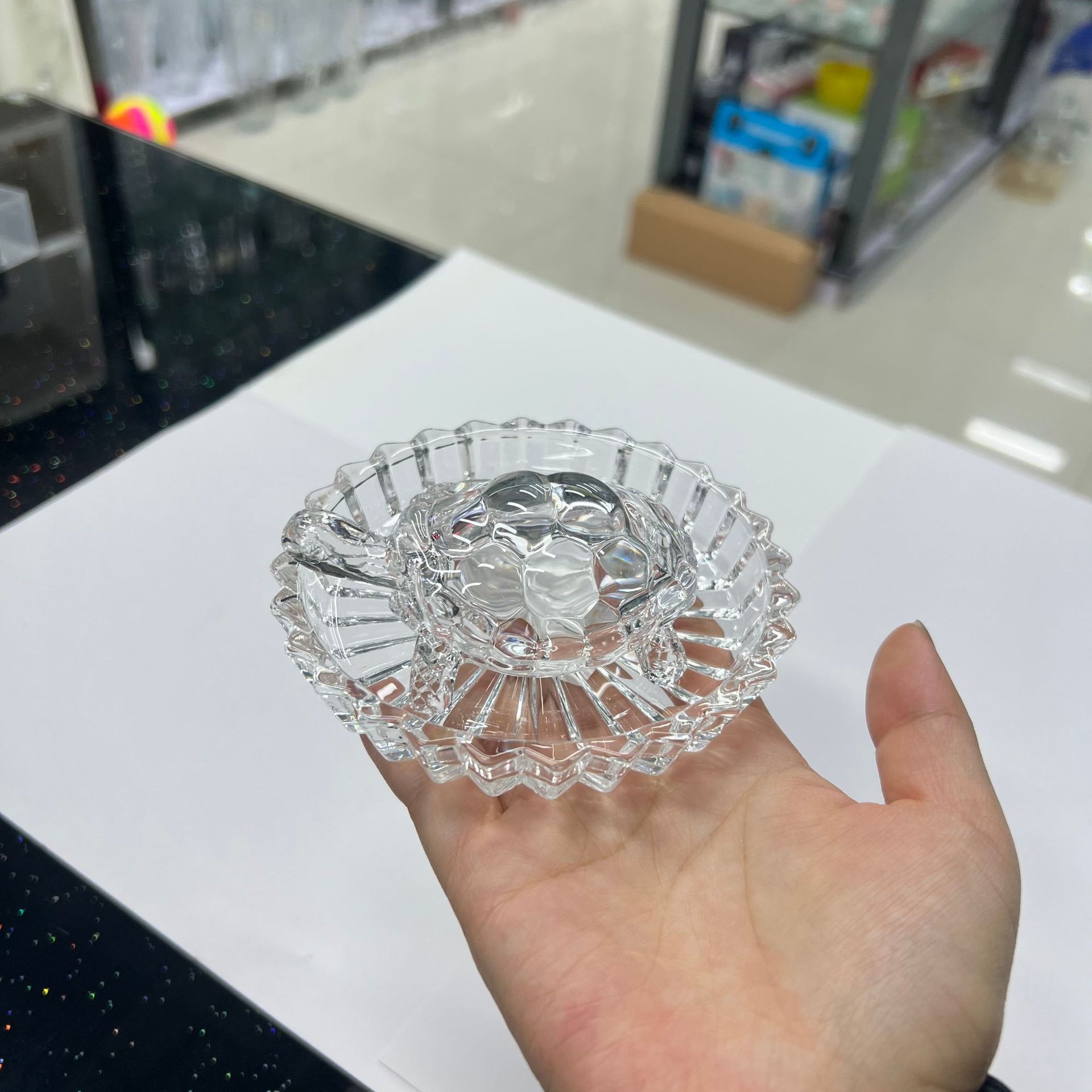 Transparent crystal glass turtle for wealth, feng shui, money turtle, glass animal for warding off evil spirits, decorative craft with plate set pic 10