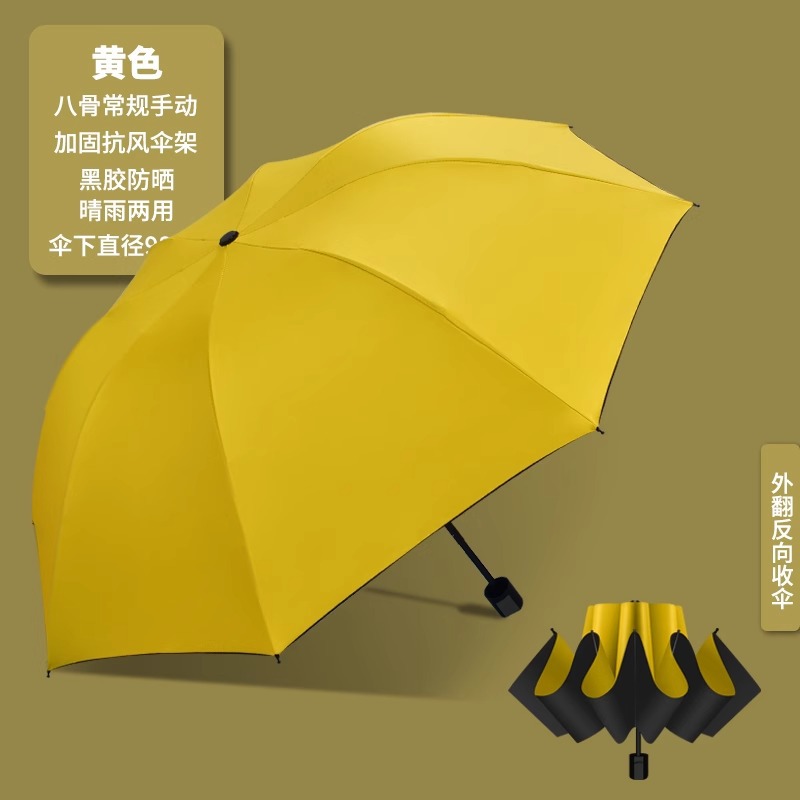 二十四骨黑胶雨伞全自动商务加固防风防晒折叠伞高级感LOGO太阳伞详情29