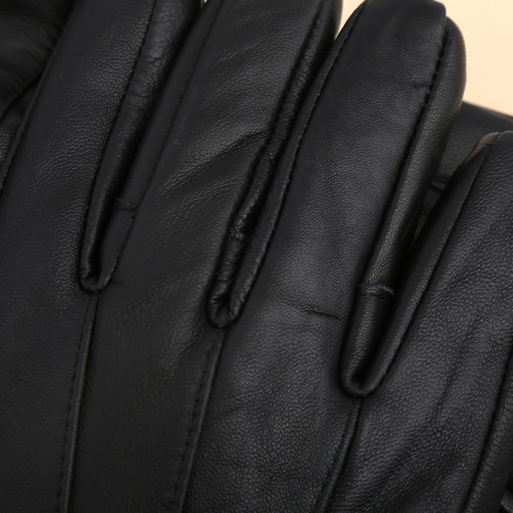 Wholesale of cross-border genuine dog hair thickened leather gloves, fashionable black cold-proof and warm leather gloves, and cycling gloves pic 5