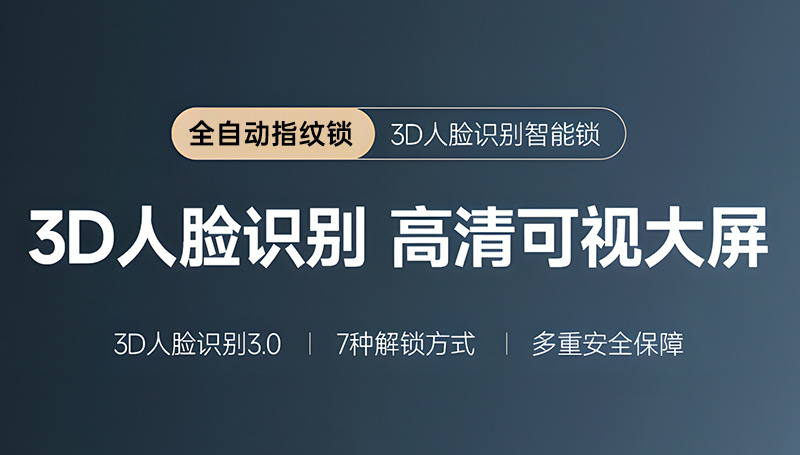 Black smart door lock, 3D facial recognition, large visual screen, digital keyboard, fingerprint recognition pic 1