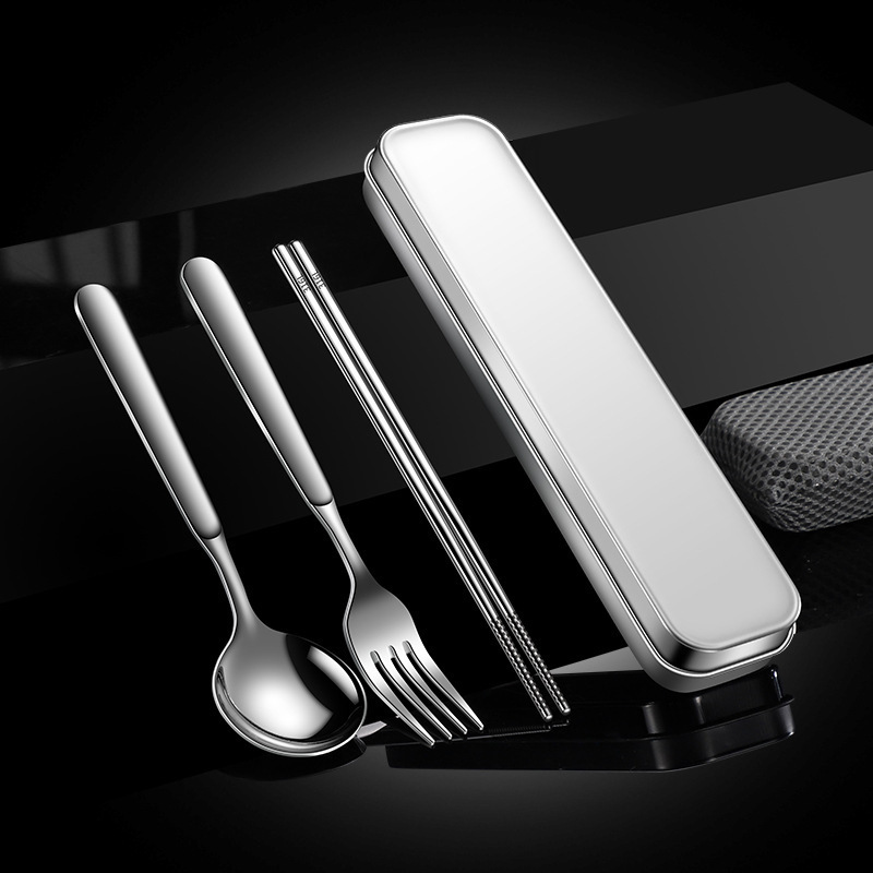 316不锈钢筷子勺子套装小学生儿童餐具盒收纳盒单人装便携式户外详情20