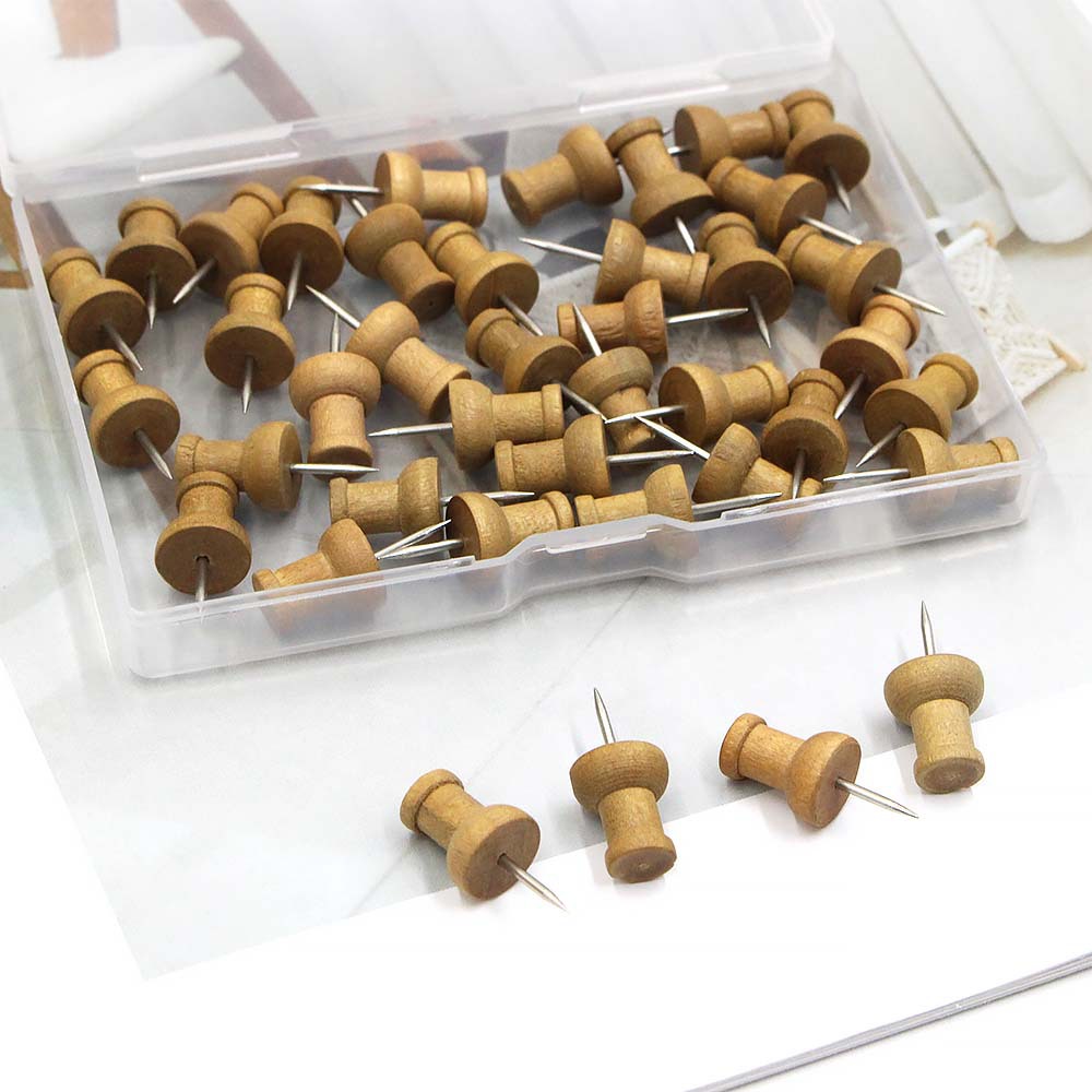 40 box-packed coffee-colored wooden I-shaped nails for DIY photo wall decoration, picture nails, cork board nails, and message board nails pic 6