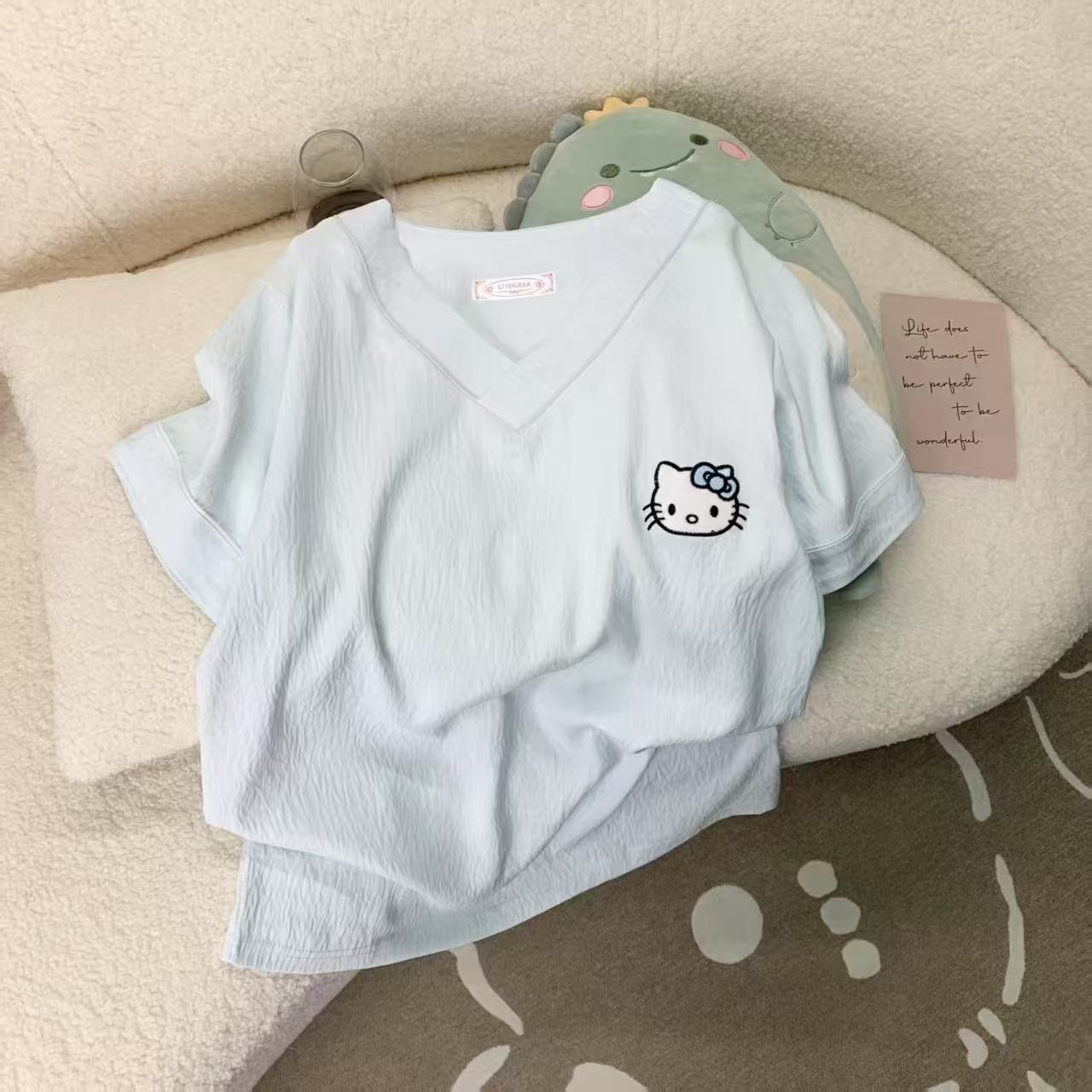 亚马逊休闲爆款夏季短袖云朵棉睡衣女宽松舒适ins抖音网红家居服详情21