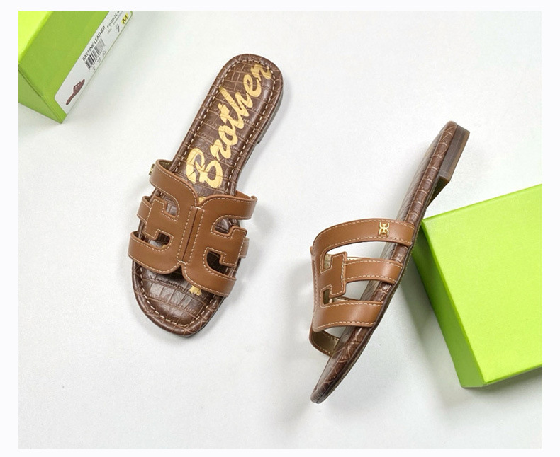 外贸原厂货~2024夏季真皮鞋拖防滑白色拖鞋女外穿凉拖夏平底H凉鞋详情6