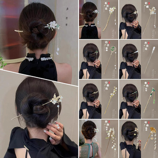 The black braided high-end hair band for autumn and winter is versatile and elegant. It features a high headband, hairpin, and Maillard brown hair accessory for women pic 15