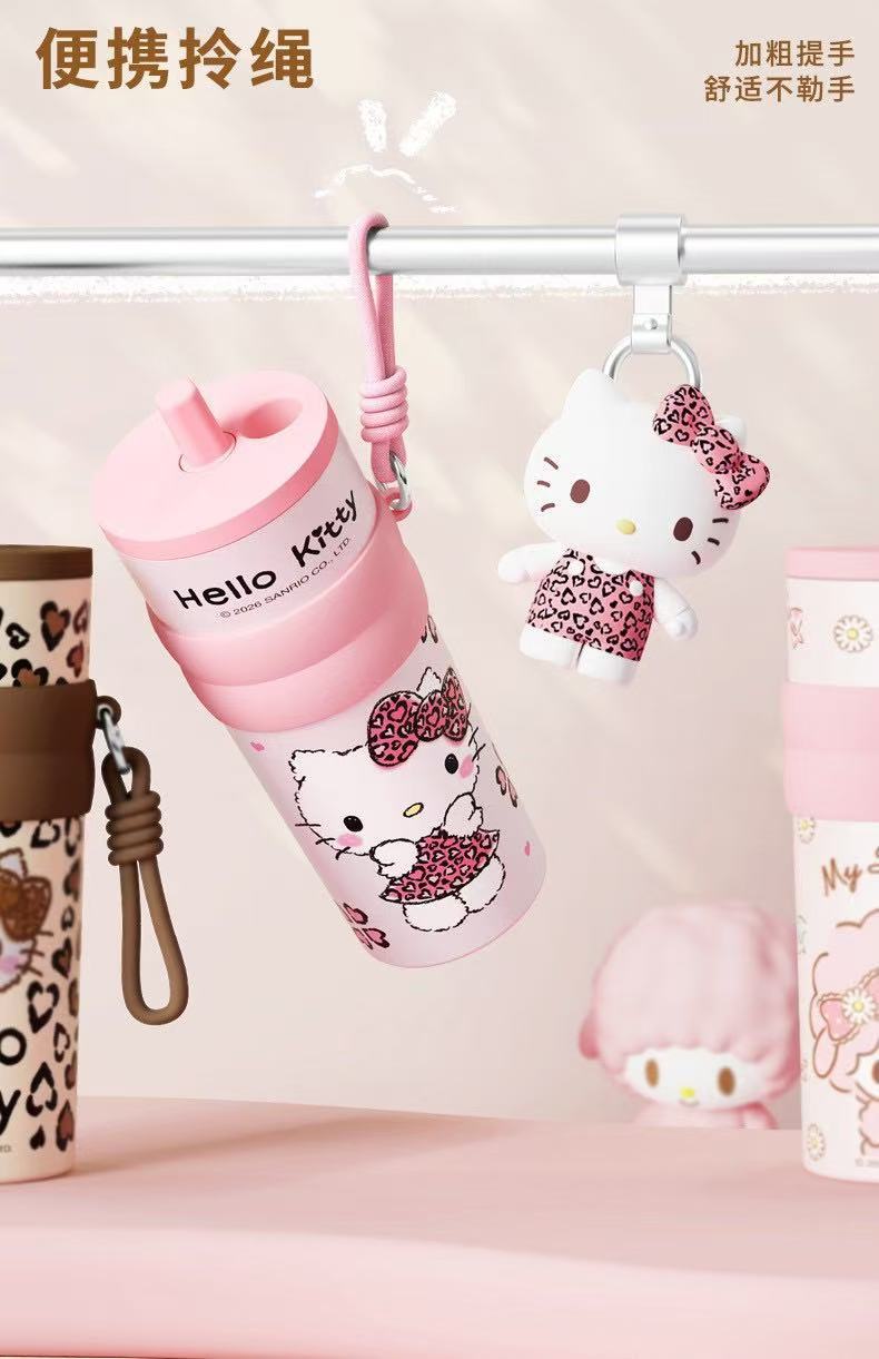 Китти термос hellokitty, девушка с высоким уровнем внешности, милая трубочка, портативная портативная ледяная жидкость pic 7