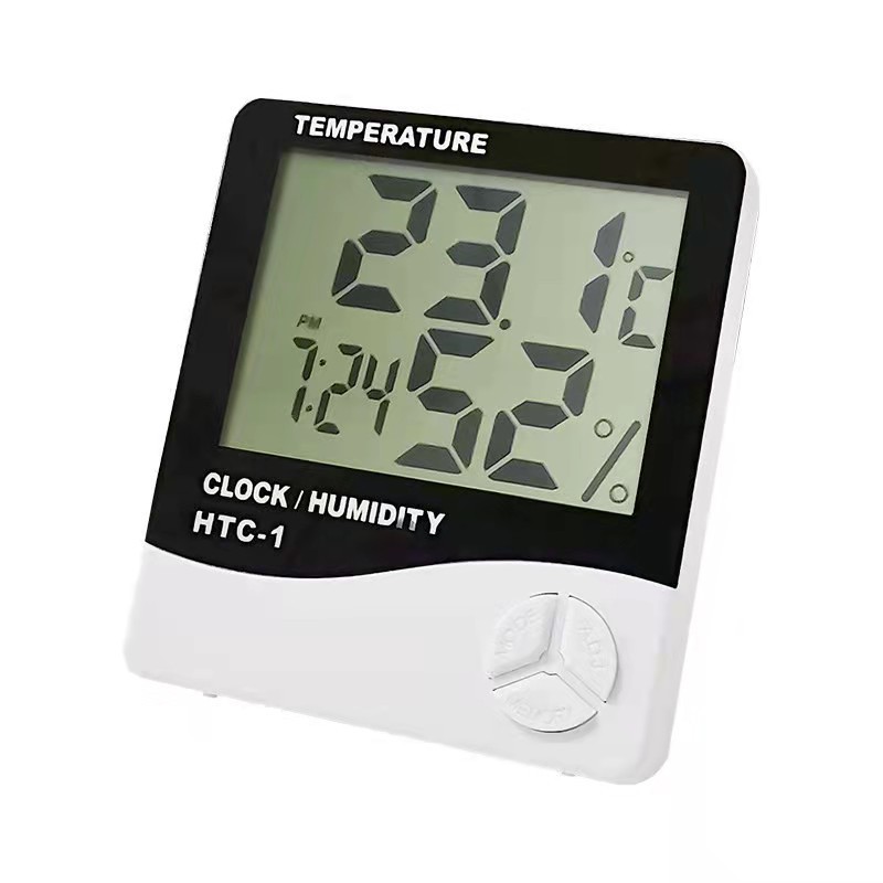 HTC-1 Indoor electronic thermometer and alarm clock manufacturer, simple wall-mounted household large screen digital display temperature and humidity meter pic 5