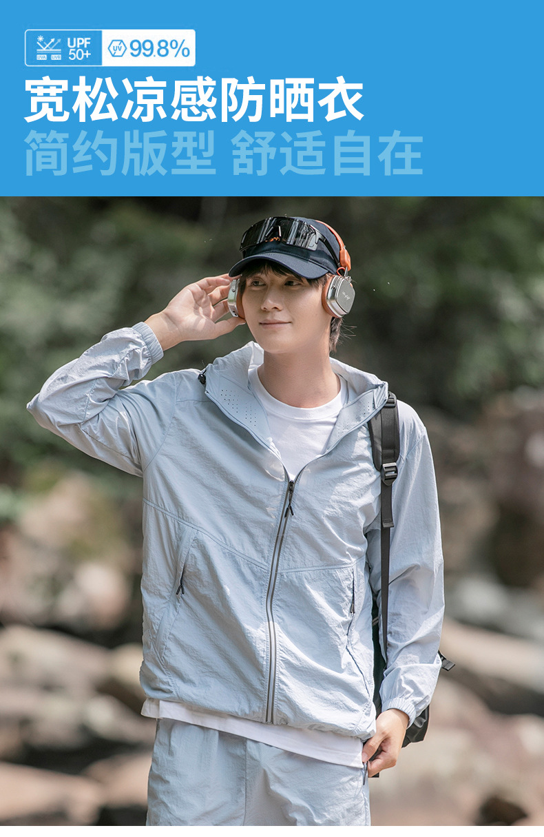 山系户外防晒衣男女款夏季新款冰丝薄款防水防晒服潮情侣连帽外套详情5