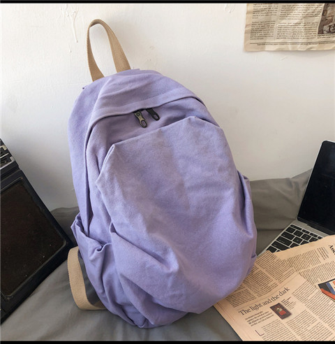 书包女ins风复古森系帆布双肩包日系原宿高中大学生简约百搭背包详情45