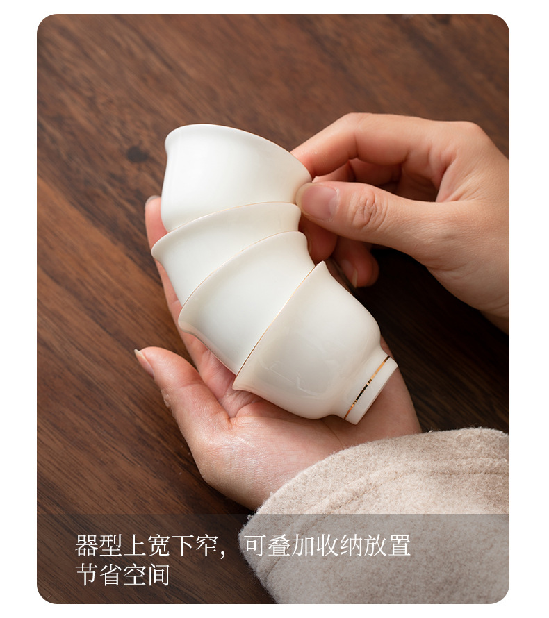 Sheep fat jade porcelain tea cups, single-cup Gongfu tea sets, gilded tea cups, personal tasting cups, household master cups, in stock and wholesale pic 14