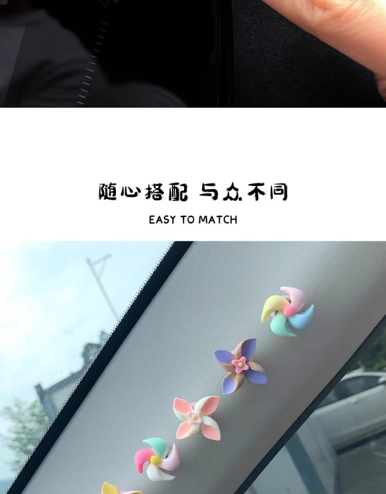New car-mounted small windmill spinning top creative decorative items, small ornaments, center console interior accessories, cute for ladies pic 3
