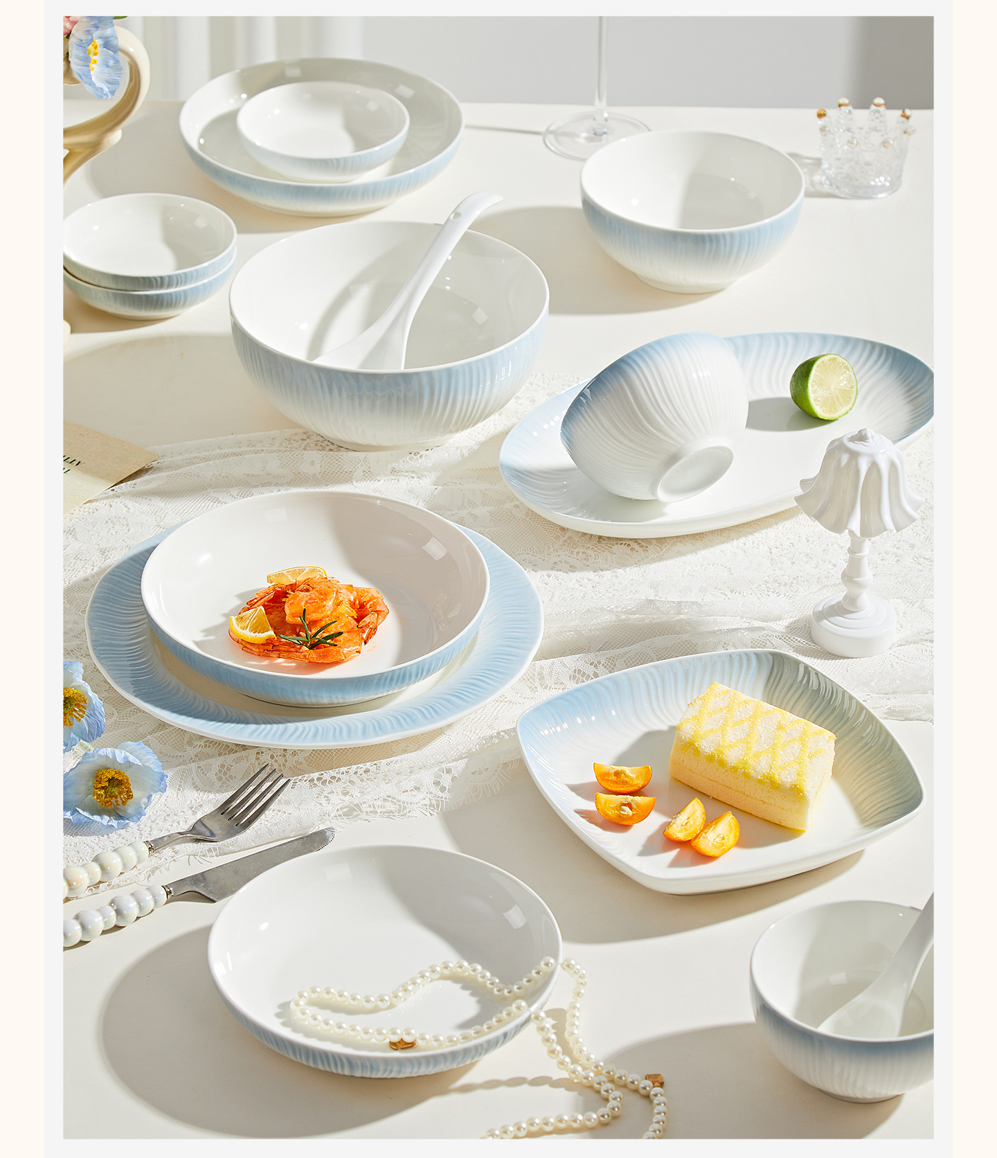 釉下彩简约渐变高颜值2025新款陶瓷碗筷盘子米饭碗碟餐具套装家用详情13