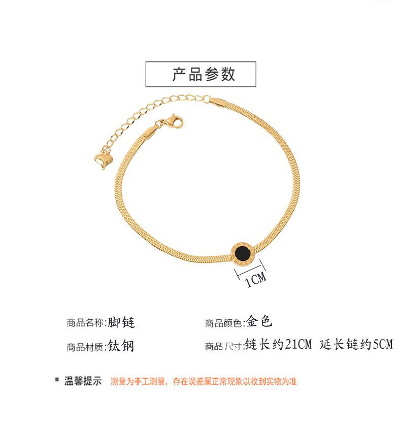 新款脚链k金色罗马数字钛钢蛇链脚饰批发足饰足链气质小众高级感i详情7