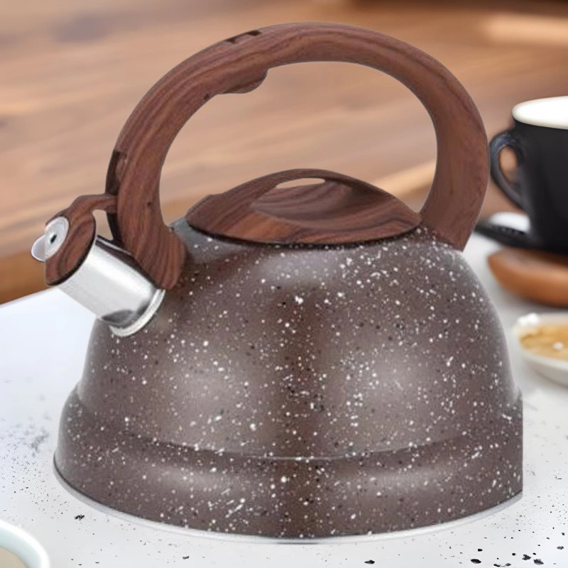 Wholesale 3L wood-grain handle sounding kettle, Amazon cross-border kitchen stainless steel sounding kettle, gas universal pic 2