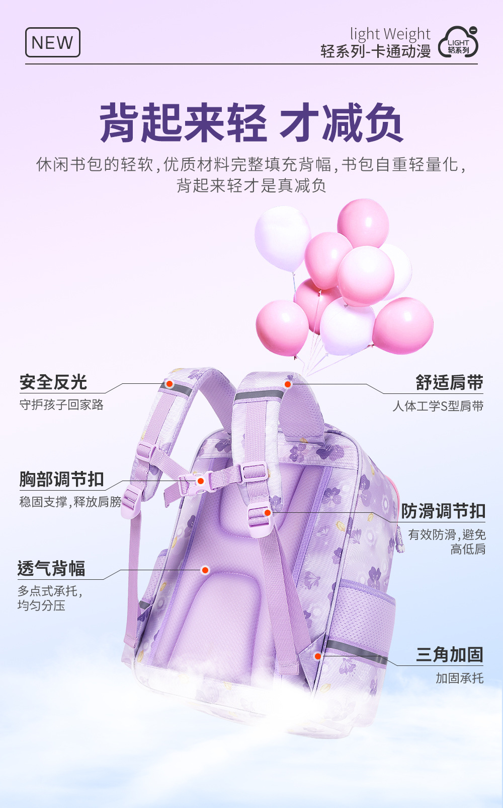 New large-capacity, lightweight and water-resistant Rui brand cartoon schoolbag for girls in grades 1 to 6 of primary school pic 6