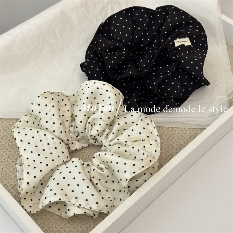 韩版气质波点大肠发圈复古高级感小蛮腰发绳低马尾头绳丸子头头花详情6