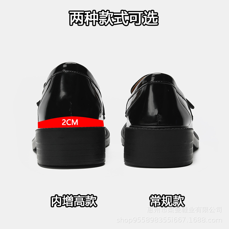 牛皮版葡萄妈同款秋冬加绒厚底单鞋真皮一脚蹬内增高乐福小皮鞋女详情16