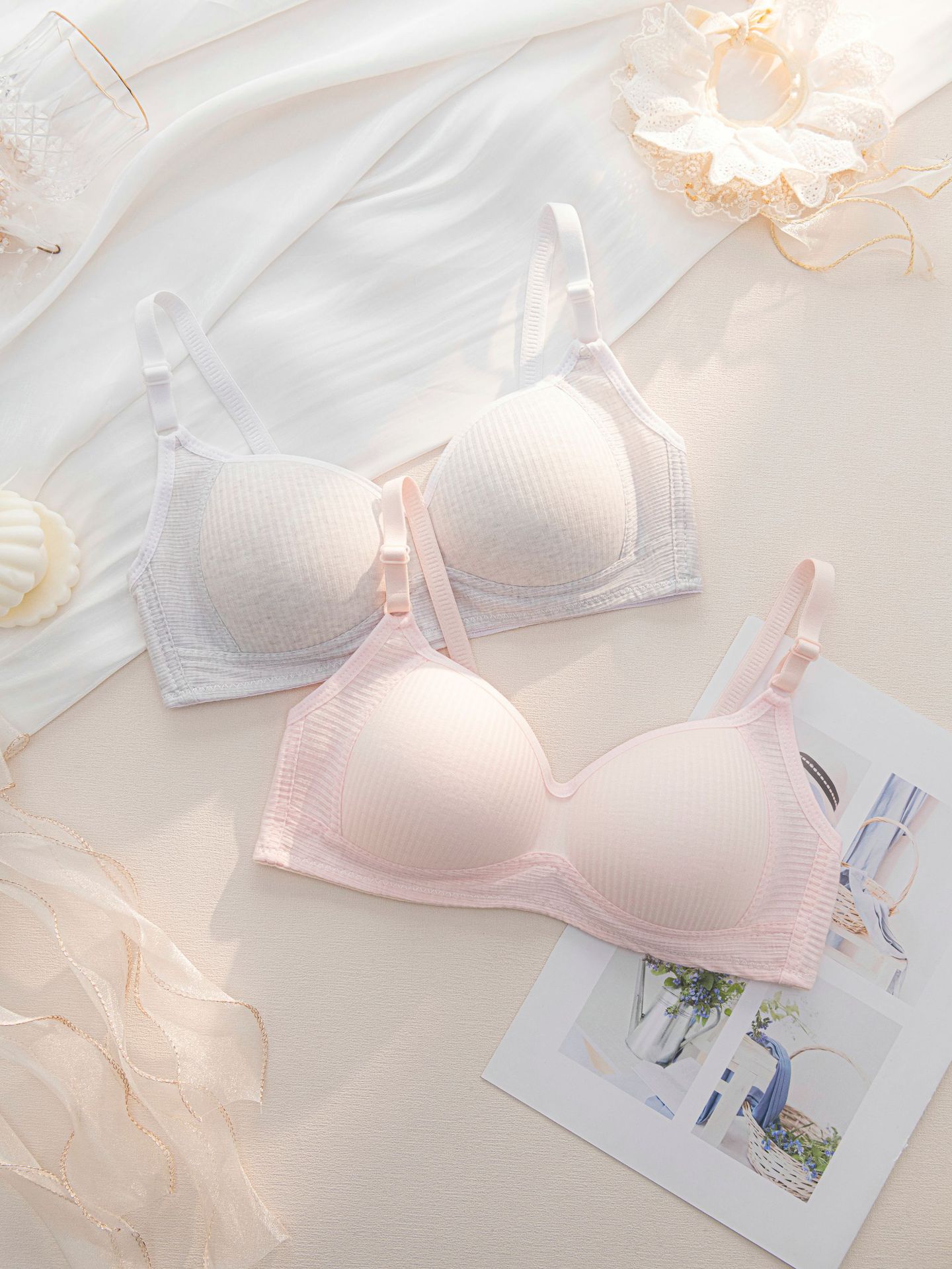 High school adjustable underwear, junior high school student no-wire small chest gathering bra, thin bra for student development girls pic 9