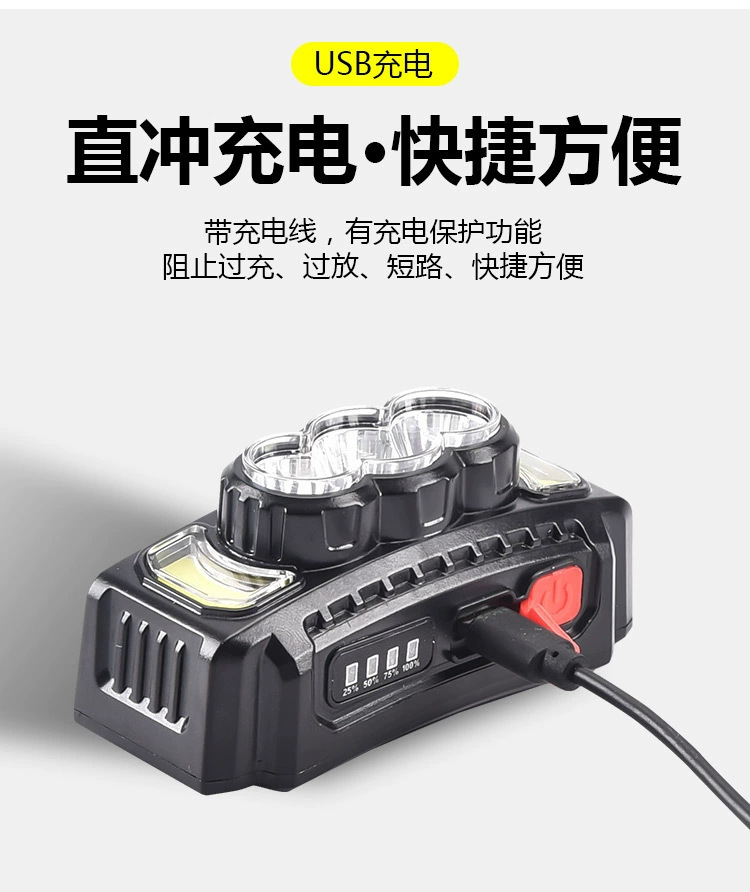 Wholesale Amazon rechargeable led headlights, high-intensity, long-lasting outdoor lights, waterproof head-mounted sensor fishing headlights pic 3