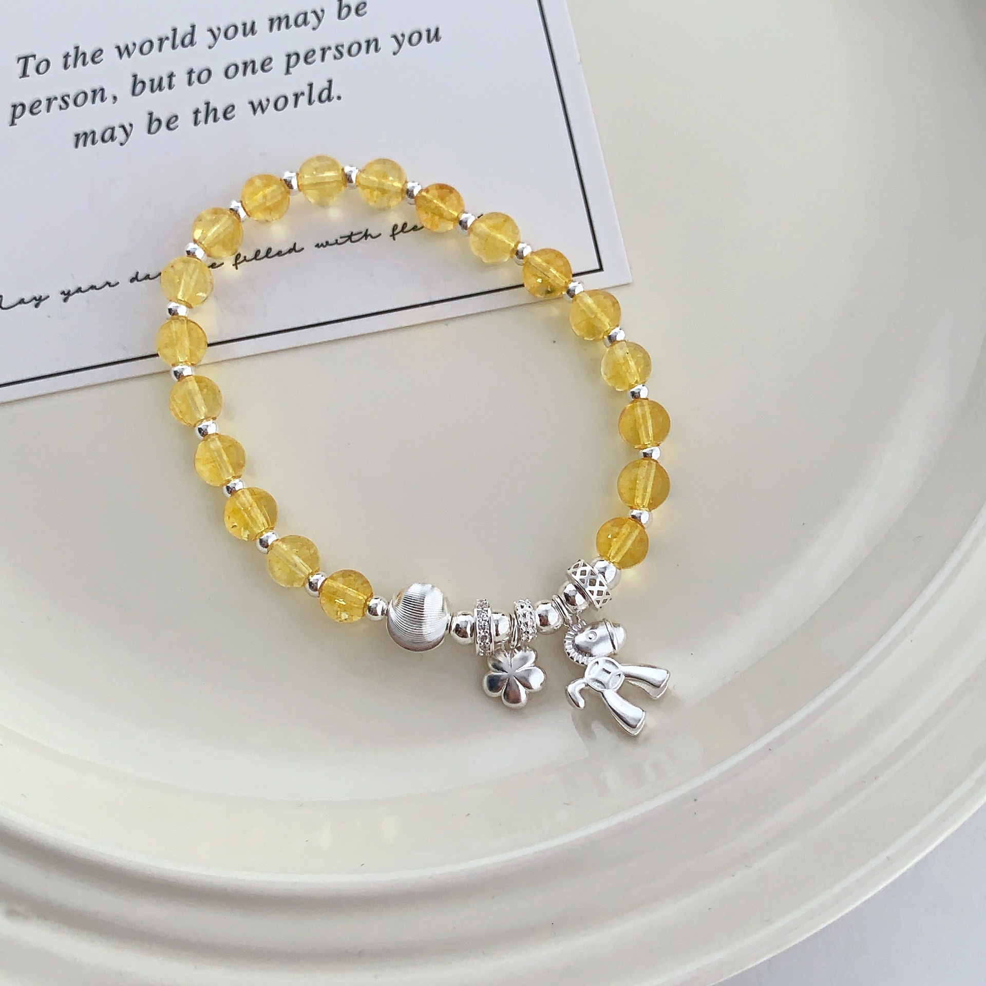 s925 sterling silver 12.2 citrine bracelet, a trendy design with cat-eye round beads, exudes a sense of fashion and sophistication pic 3