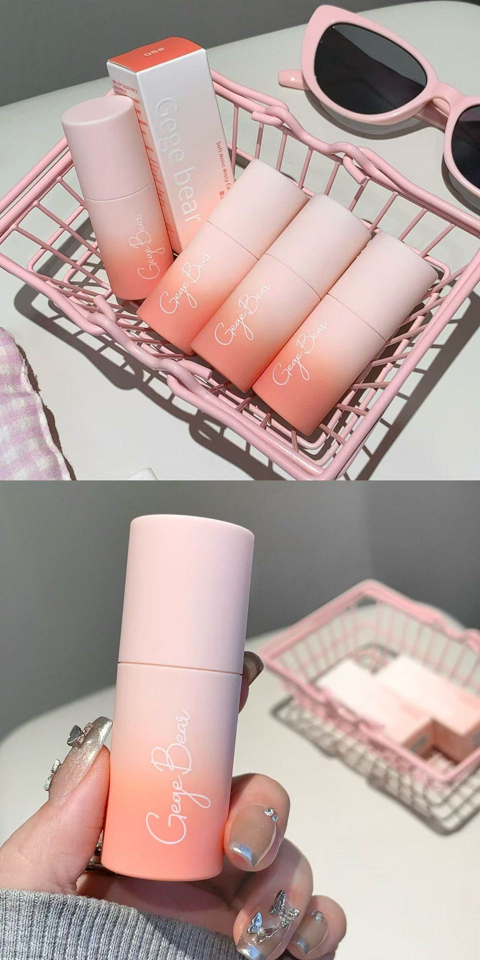 Gegebear Soft and misty blush stick naturally contors and brightens the complexion. Matte blush brightens the natural look of a lively girl without makeup pic 13