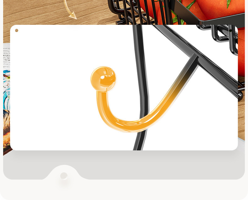 Cross-border kitchen fruit rack mango de madera portátil verduras cesta de frutas sala de estar doble desmontable snack storage pic 9